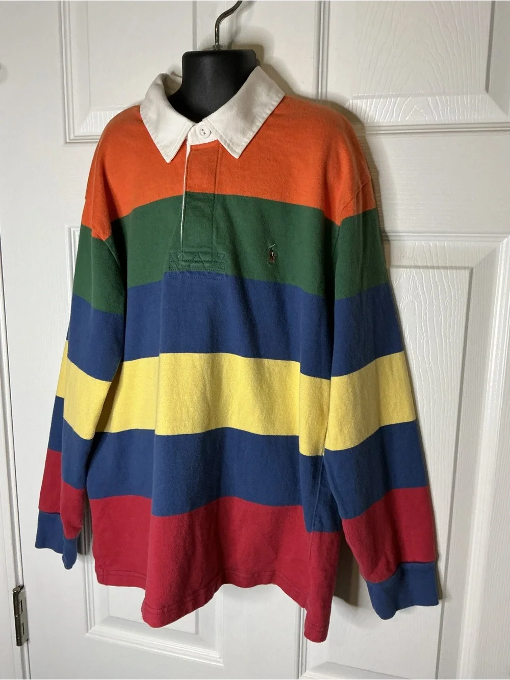 Ralph Lauren Multi-Color Striped Rugby Polo - Red, Orange, Green, Blue, Yellow
